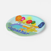 ハッピーバースデーかわいい恐竜の風船 ペーパープレート (アングル)