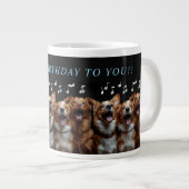 ハッピーバースデーかわいい歌手犬 ジャンボコーヒーマグカップ (正面右)