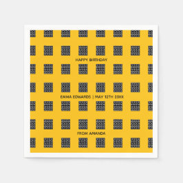 ハッピーバースデーかわいい民族柄 スタンダードカクテルナプキン