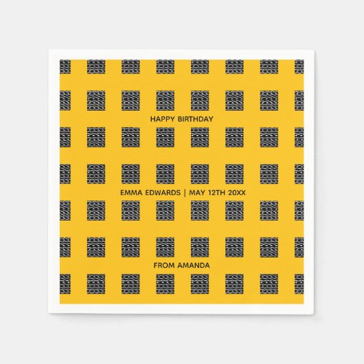 ハッピーバースデーかわいい民族柄 スタンダードカクテルナプキン (正面)