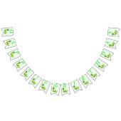 ハッピーバースデーかわいい漫画グリーンスネーク水玉模様 バンティングフラッグ (全)