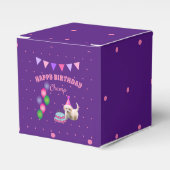 ハッピーバースデーかわいい犬とケーキ水玉模様 フェイバーボックス (正面サイド)