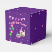 ハッピーバースデーかわいい犬とケーキ水玉模様 フェイバーボックス (裏面サイド)