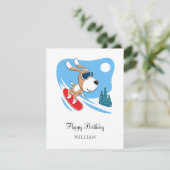 ハッピーバースデーかわいい犬の子犬スノーボードスポーツカード (スタンド正面)