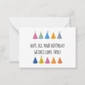 ハッピーバースデーかわいい猫とピンクハットの写真 ノートカード (裏面)