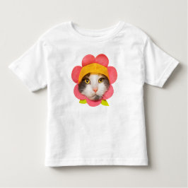 ハッピーバースデーかわいい猫のフラワーハット トドラーTシャツ