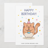 ハッピーバースデーかわいい猫カード シーズンカード (正面/裏面)