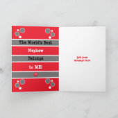 ハッピーバースデーかわいい甥任意の年齢レッドグレー カード (内部)