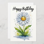 ハッピーバースデーかわいい笑顔デイジー シーズンカード (正面/裏面)