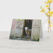 ハッピーバースデーかわいい羊 カード (黄色い花)