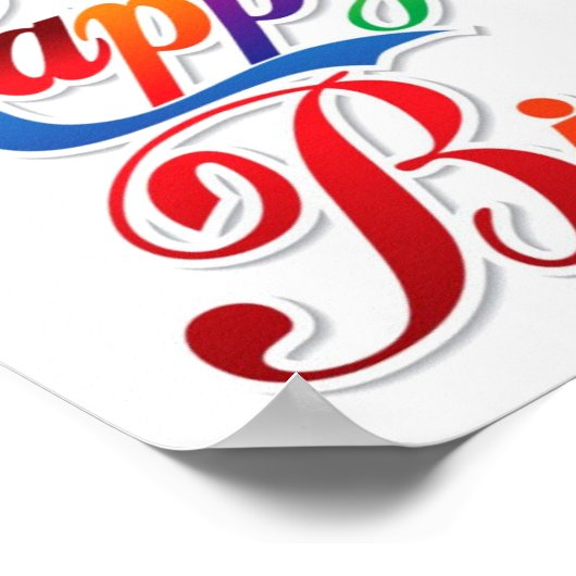 ハッピーバースデーかわいい色文字ポスター ポスター (角)