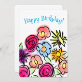 ハッピーバースデーかわいい花誕生日カード (正面/裏面)