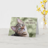 ハッピーバースデーかわいい虎猫キッテン カード (黄色い花)