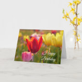 ハッピーバースデーかわいらしチューリップカード カード (黄色い花)