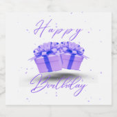 ハッピーバースデーかわいらしパープルきらめくワインラベル スパークリングワインラベル (シングルラベル)