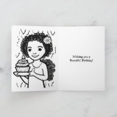 ハッピーバースデーかわいらしパープルプリンセスパーソナライズされた カード (内部)