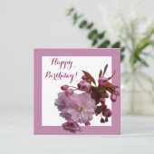ハッピーバースデーかわいらしピンクさくらんぼ花 シーズンカード (スタンド正面)