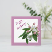 ハッピーバースデーかわいらしピンクさくらんぼ花 シーズンカード (スタンド正面)