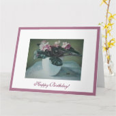 ハッピーバースデーかわいらしピンクのフローラア素晴らしート カード (黄色い花)