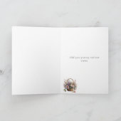 ハッピーバースデーかわいらしピンクの花オンブルーケーキ カード (内部)