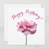 ハッピーバースデーかわいらしピンクシンプルローズスタイリッシュおもしろい シーズンカード (正面/裏面)