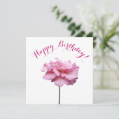 ハッピーバースデーかわいらしピンクシンプルローズスタイリッシュおもしろい シーズンカード (スタンド正面)