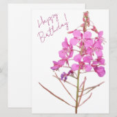 ハッピーバースデーかわいらしピンクミニマルフローラ シーズンカード (正面/裏面)