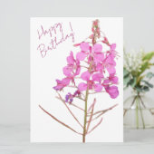 ハッピーバースデーかわいらしピンクミニマルフローラ シーズンカード (スタンド正面)