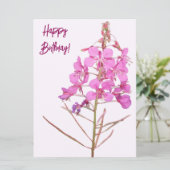 ハッピーバースデーかわいらしピンク野花フローラ シーズンカード (スタンド正面)