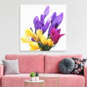 ハッピーバースデーかわいらしフローラカラフルクロッカス キャンバスプリント (インサイチュ (リビング))