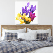 ハッピーバースデーかわいらしフローラカラフルクロッカス キャンバスプリント (インサイチュ (寝室))