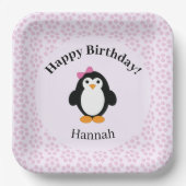 ハッピーバースデーかわいらしペンギン ペーパープレート (正面)