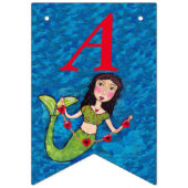 ハッピーバースデーかわいらしマーメイド赤いハート列 バンティングフラッグ (第2の旗)