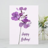 ハッピーバースデーかわいらし紫フローラシンプル花 シーズンカード (スタンド正面)