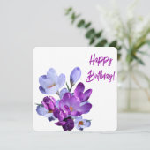 ハッピーバースデーかわいらし紫フローラ美おもしろい シーズンカード (スタンド正面)