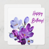 ハッピーバースデーかわいらし紫フローラ美おもしろい シーズンカード (正面/裏面)