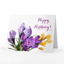 ハッピーバースデーかわいらし紫色の黄色いフローラ