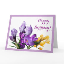 ハッピーバースデーかわいらし紫色の黄色いフローラ