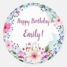 ハッピーバースデーかわいらしPInk、紫および青フローラ