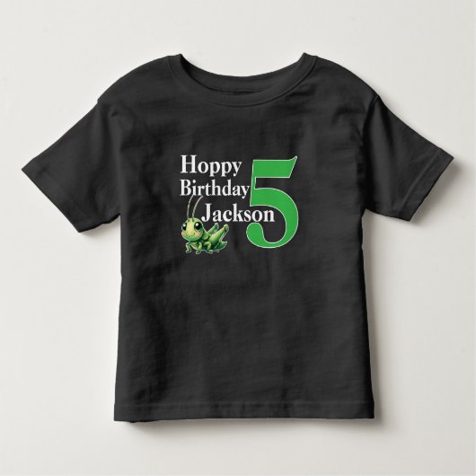 ハッピーバースデーかわむし 5歳の誕生日 トドラーTシャツ (正面)