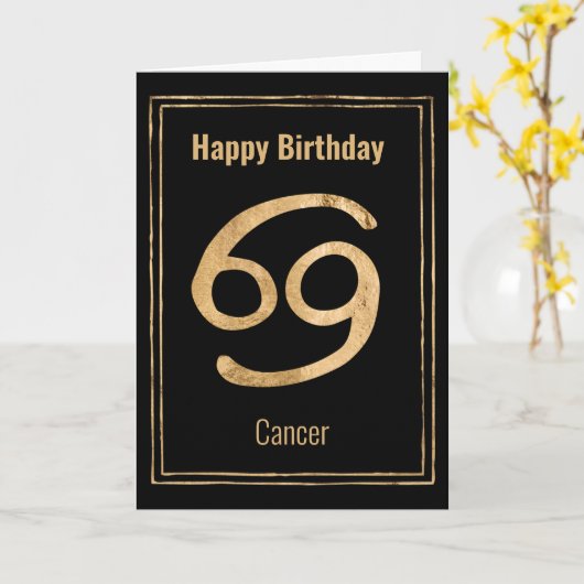 ハッピーバースデーがん〔占星術の〕十二宮図星占い星印 カード (黄色い花)