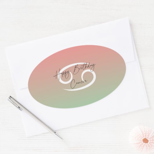 ハッピーバースデーがん 楕円形シール (封筒)