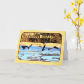 ハッピーバースデーが池から離陸す凍っている カード (黄色い花)