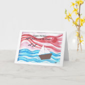 ハッピーバースデーが池の向こう側から カード (黄色い花)