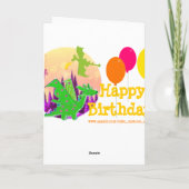 ハッピーバースデーが風船5個カワイトドラゴンへ カード (裏面)