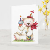 ハッピーバースデーくま-カード カード (黄色い花)