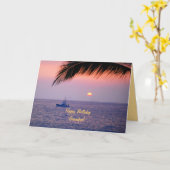 ハッピーバースデーじいちゃんトロピカルサンセット カード (黄色い花)
