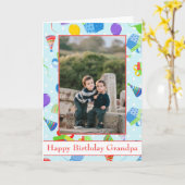 ハッピーバースデーじいちゃんバルーンテーマ写真 カード (黄色い花)