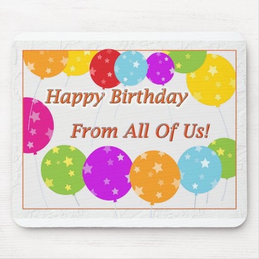 ハッピーバースデーすべての米国の明るいバルーン マウスパッド (正面)
