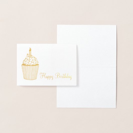 ハッピーバースデーすり曇りカップケーキふりかけキャンドル 箔カード (ディスプレー)
